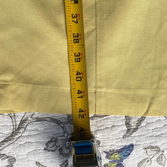 Yellow V-Neck Sheath Criss Cross Back Midi Dress for Cocktail Linen Blend - Picture 7 of 8